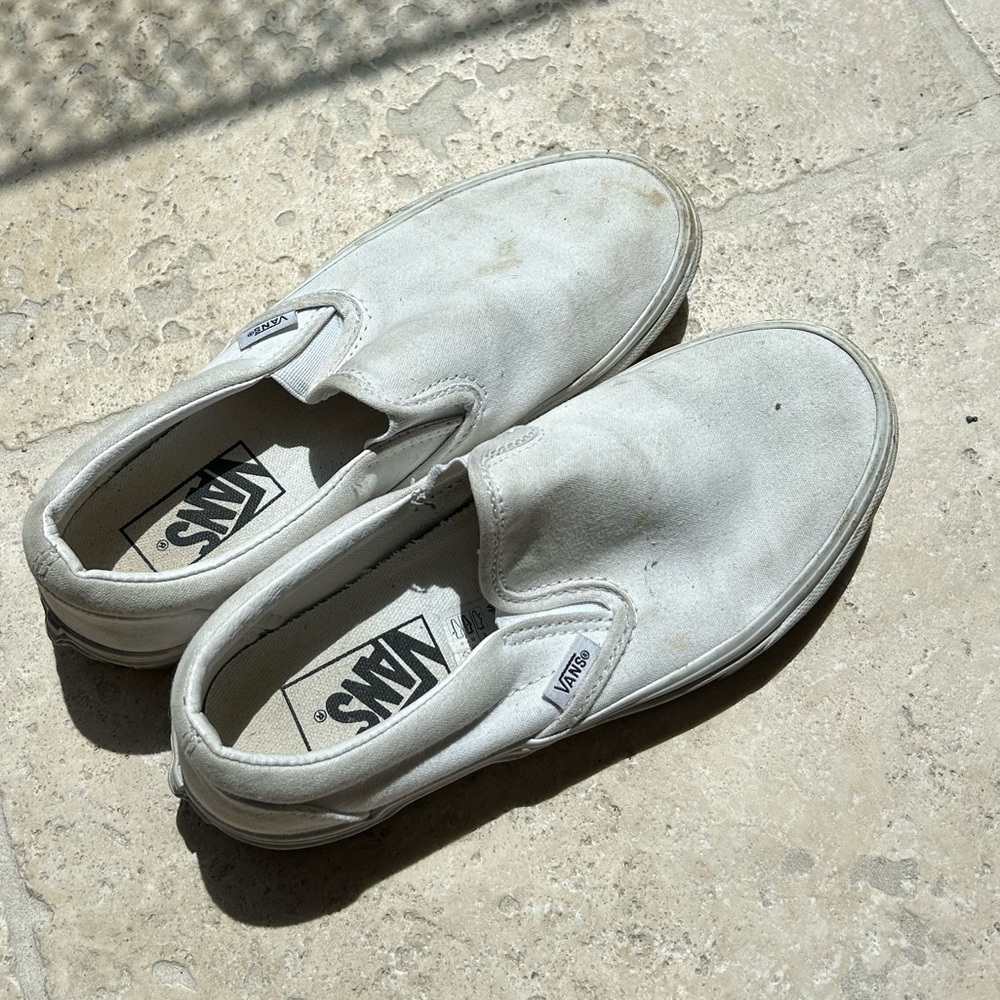 White slip on vans